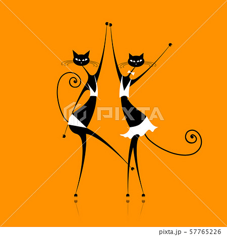 Graceful cats dancing, vector illustration for Graceful cats dancing, vector illustration for 57765226