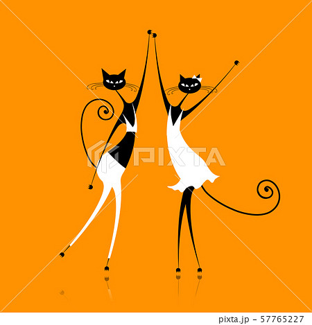 Graceful cats dancing, vector illustration for Graceful cats dancing, vector illustration for 57765227