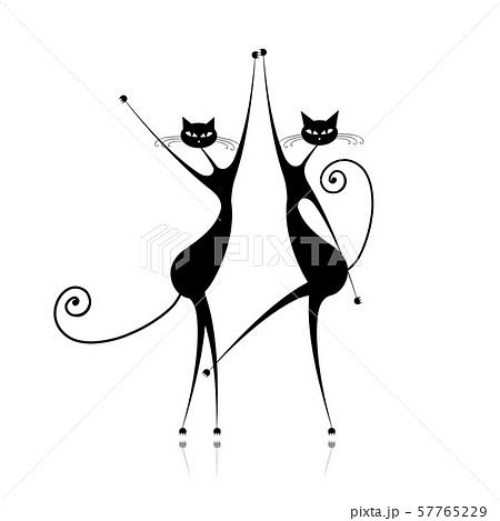 Graceful cats dancing, vector illustration for Graceful cats dancing, vector illustration for 57765229