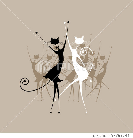 Graceful cats dancing, vector illustration for Graceful cats dancing, vector illustration for 57765241