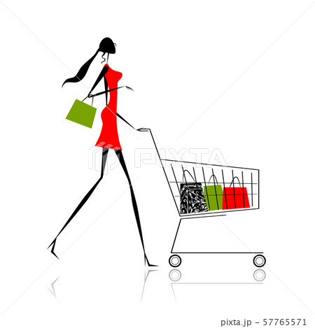 Fashion girl silhouette with shopping bags 57765571