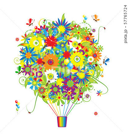 Floral gift, air balloon with flowers for your 57765724