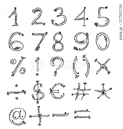 Sketch of floral numbers and signs for your design Sketch of floral numbers and signs for your design 57765726
