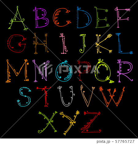 Sketch of floral alphabet for your design Sketch of floral alphabet for your design 57765727