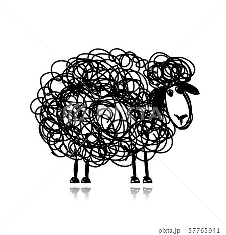 Funny black sheep, sketch for your design 57765941