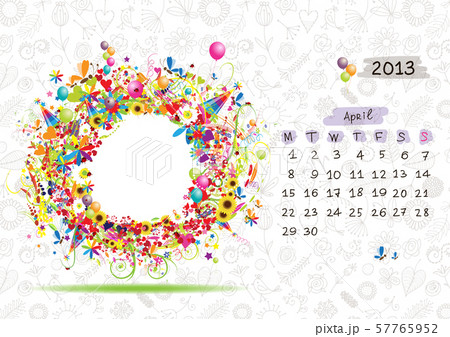 Vector calendar 2013, april. Frame with place for Vector calendar 2013, april. Frame with place for 57765952