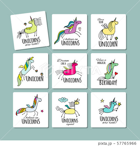 Magic unicorns collection, sketch for your design 57765966