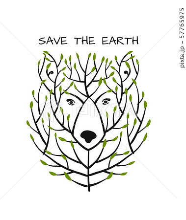 Bear face made from tree, save the earth concept, Bear face made from tree, save the earth concept, 57765975