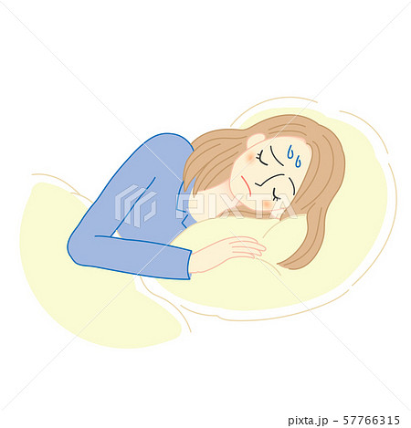 不眠に悩む女性のイラスト 睡眠 不眠に悩む女性のイラスト 睡眠 57766315