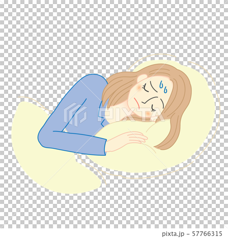 不眠に悩む女性のイラスト 睡眠 不眠に悩む女性のイラスト 睡眠 57766315