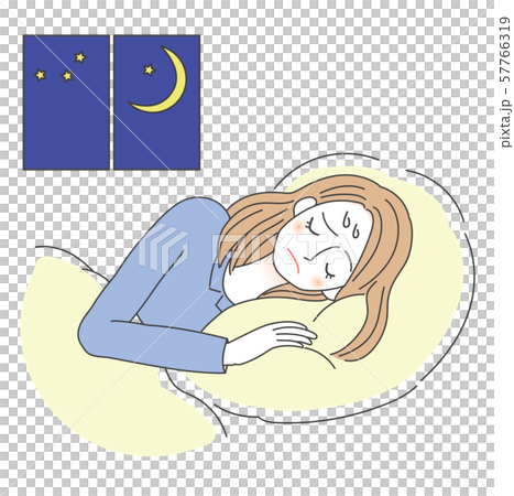 不眠に悩む女性のイラスト 睡眠のイラスト素材