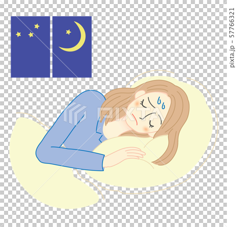 不眠に悩む女性のイラスト 睡眠 不眠に悩む女性のイラスト 睡眠 57766321