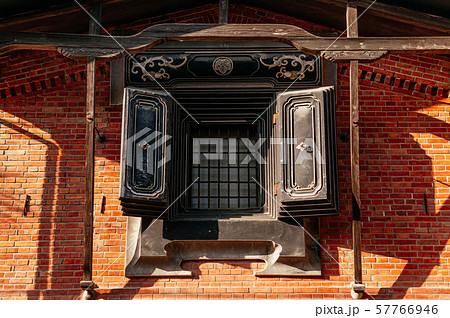 Kura old Edo Japanese storehouse red brick wall 57766946
