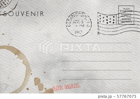 Backside of blank postcard with dirty stain 57767075