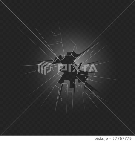 Crashed window glass 3d realistic vector illustration on transparent background. 57767779