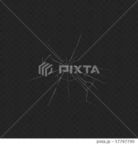 Broken glass crack - isolated realistic effect on dark transparent background 57767790