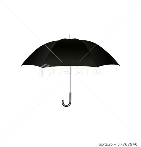 Black open umbrella with handle for protection from the rain and in bad weather. 57767940
