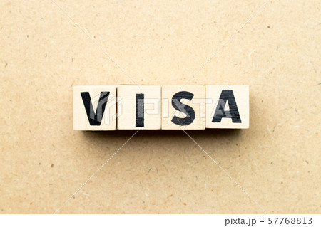 Letter block in word visa on wood background 57768813