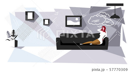 woman sitting on couch talking phone girl using smartphone chat bubble communication concept modern 57770309