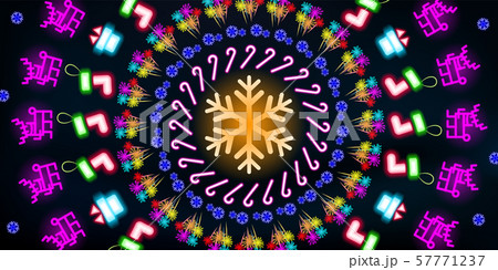 Multi-colored round neon shining, Christmas Multi-colored round neon shining, Christmas 57771237