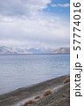Pangong Lake with rocky mountains situated on the 57774016