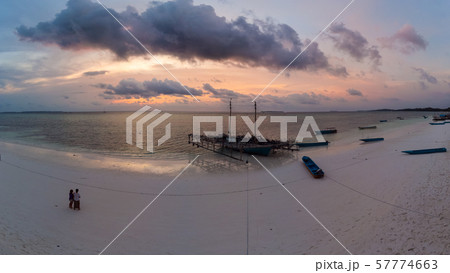 Aerial view tropical beach island reef caribbean 57774663