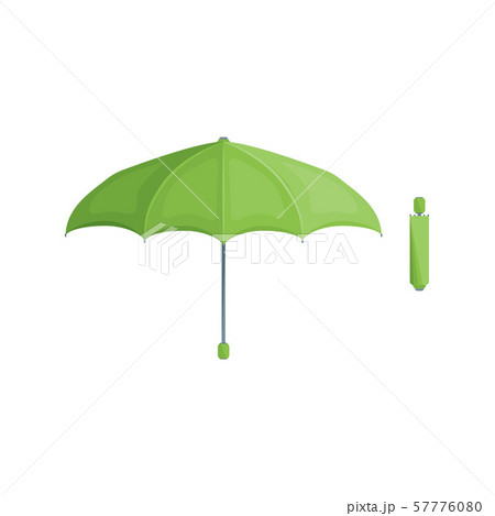 Realistic Detailed 3d Green Umbrella Set Open and Closed View. Vector 57776080
