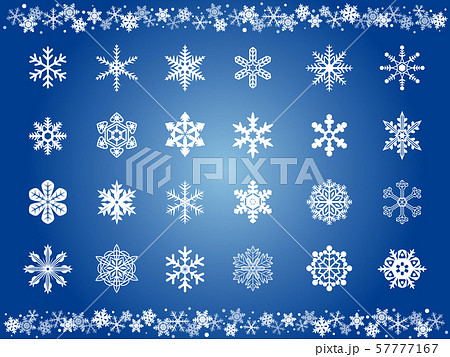 綺麗な雪の結晶の飾りセットのイラスト素材