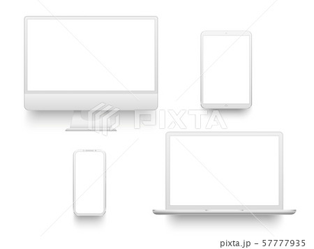 White desktop computer display screen smartphone tablet portable notebook or laptop. Mockup 57777935