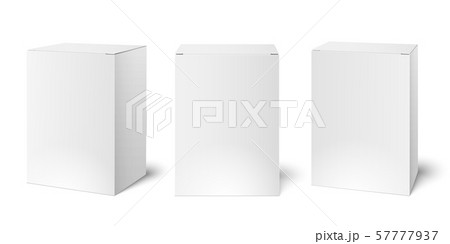 White blank cardboard package boxes mockup. Medicament 3d realistic box packaging vector 57777937