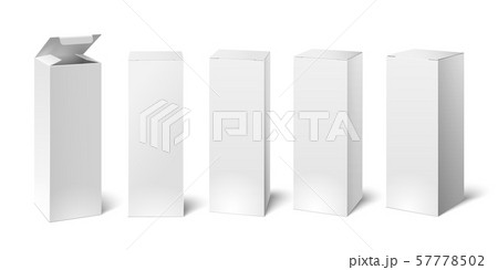 High white cardboard box mockup. Set of cosmetic or medical packaging, paper boxes. Vector High white cardboard box mockup. Set of cosmetic or medical packaging, paper boxes. Vector 57778502