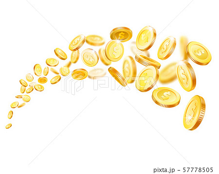 Flying coins. Gold coin fly at stream. Gambling winner golden money flow 3d vector illustration 57778505