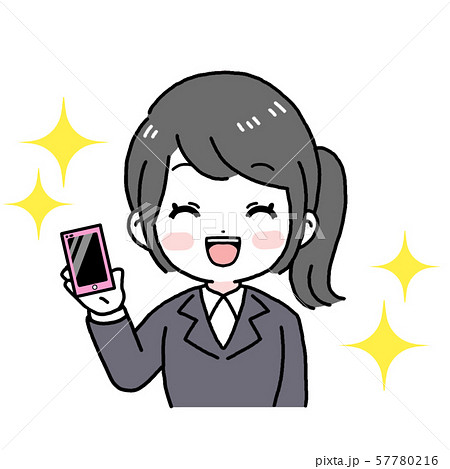 スマホを持つ女性 ビジネスウーマン 笑顔 スマホを持つ女性 ビジネスウーマン 笑顔 57780216