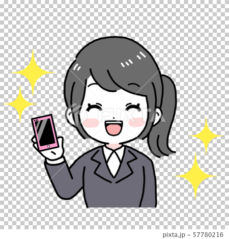 スマホを持つ女性 ビジネスウーマン 笑顔 スマホを持つ女性 ビジネスウーマン 笑顔 57780216
