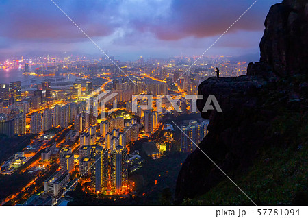 A tourist man standing on Suicide cliff in Hong 57781094