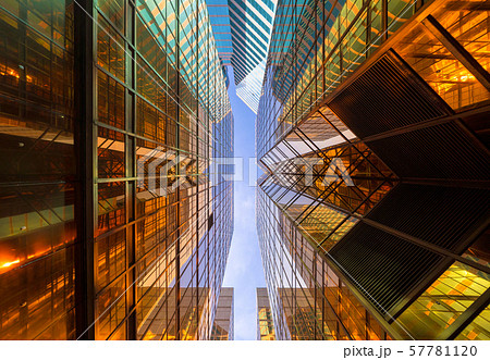 Golden building. Windows glass of modern office 57781120