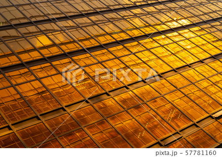 Golden building. Windows glass of modern office 57781160