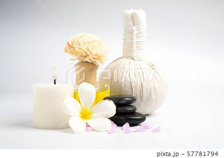 beautiful spa treatment set isolate on white 57781794