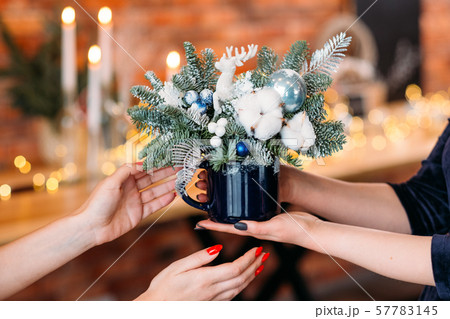 new year party gift handmade fir tree arrangement new year party gift handmade fir tree arrangement 57783145