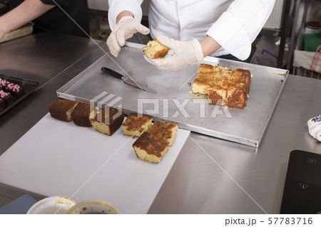 The process of making pastry at home. 57783716