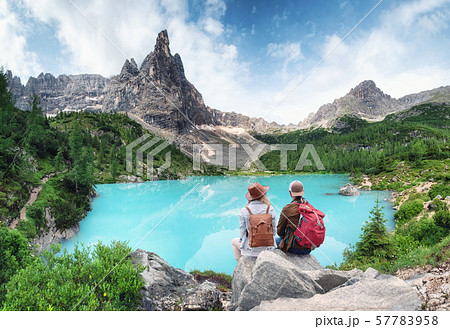 Adventure and travel in the mountains region in Dolomite alps, Italy Adventure and travel in the mountains region in Dolomite alps, Italy 57783958