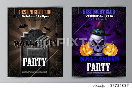 Halloween party flyer with pumpkins 57784357