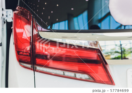 Car detail. New led taillight by night. The rear lights of the car, in hybrid sports car. Developed 57784699