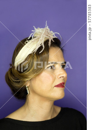 Portrait of mature woman combed and made up style Portrait of mature woman combed and made up style 57785383