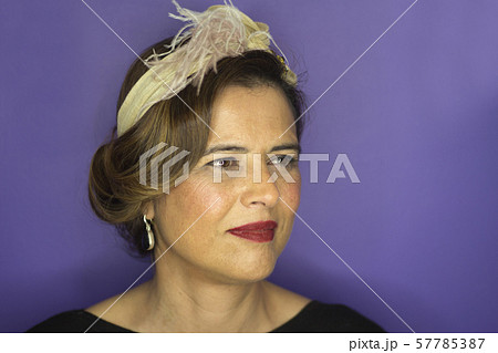 Portrait of mature woman combed and made up style Portrait of mature woman combed and made up style 57785387