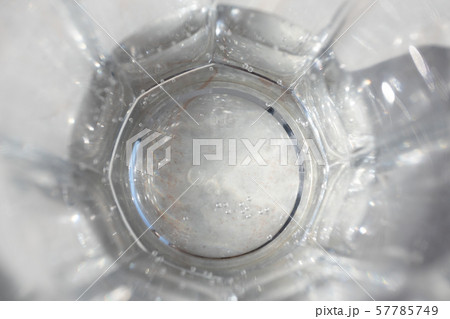 Top view close-up of pure mineral water in glass 57785749