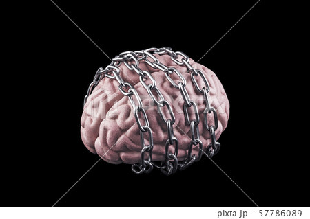 Human brain with chain. Free your mind concept Human brain with chain. Free your mind concept 57786089