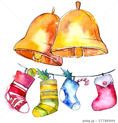Christmas winter holiday symbol in a watercolor style isolated. Aquarelle christmas card for Christmas winter holiday symbol in a watercolor style isolated. Aquarelle christmas card for 57786944
