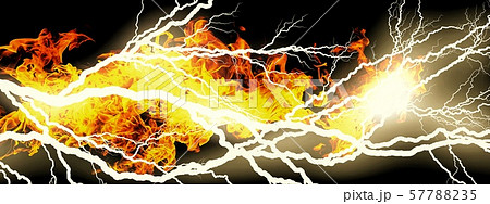 抽象的な炎と雷のコラボレーションのイラスト素材 5775