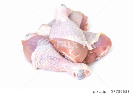 raw chicken leg isolated on white background - 57789683
